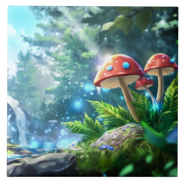 Azulejo De Cerâmica Floresta Mushroom (Frente)