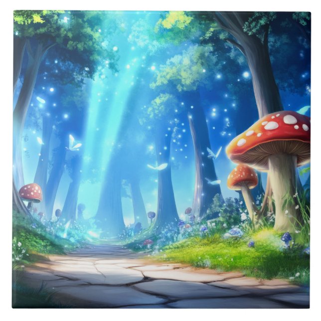 Azulejo De Cerâmica Floresta Mushroom (Frente)