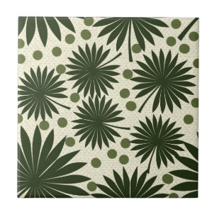 Azulejo De Cerâmica Floresta Tropical Verde Palm Arte Folha