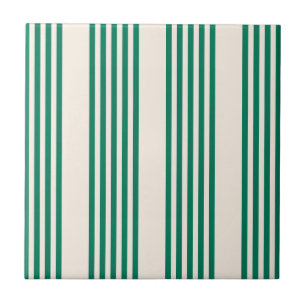 Azulejo De Cerâmica Floresta verde e bege cinco faixas padrão