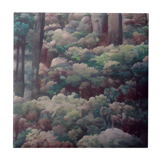 Azulejo De Cerâmica Florestas de arte-sombra verde e marrom (Frente)