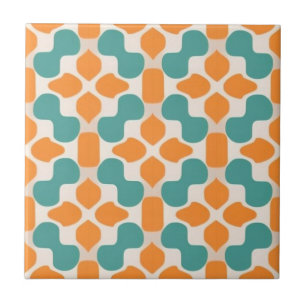 Azulejo De Cerâmica Flórida branca, bege, azul-aqua e laranja