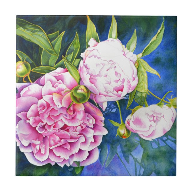 Azulejo De Cerâmica Flórida de cor branca-rosa-rosa-esbranquiçada (Frente)