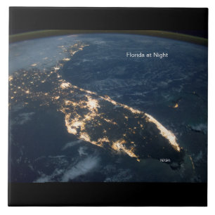 Azulejo De Cerâmica Flórida Luzes à Noite, NASA Foto Moderna ISS