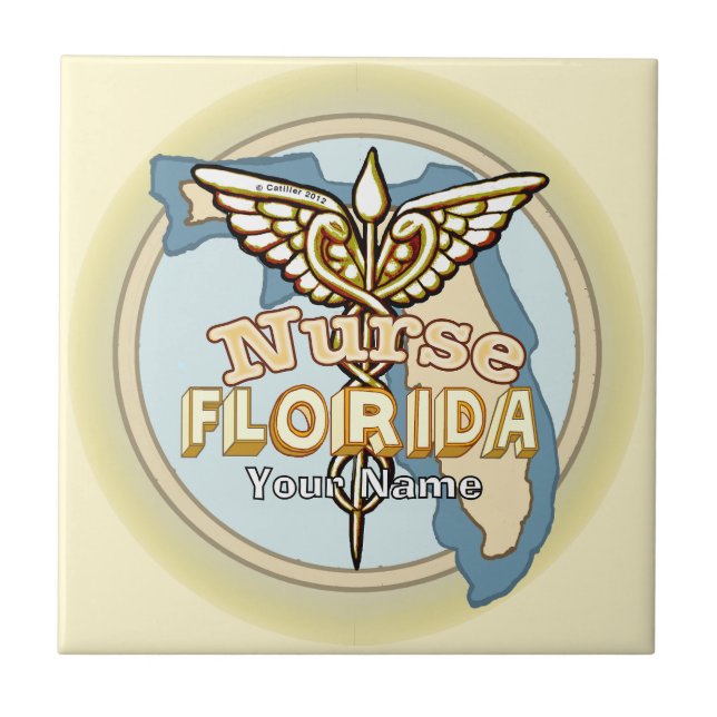 Azulejo De Cerâmica Florida Nurse Caduceus Tile (Frente)