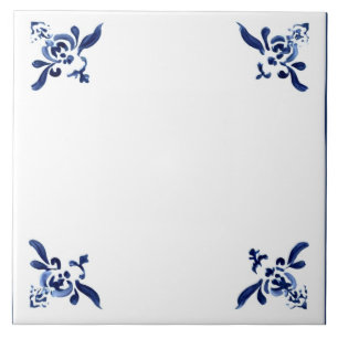 Azulejo De Cerâmica Flouramento do Canto Floral Branco Azul