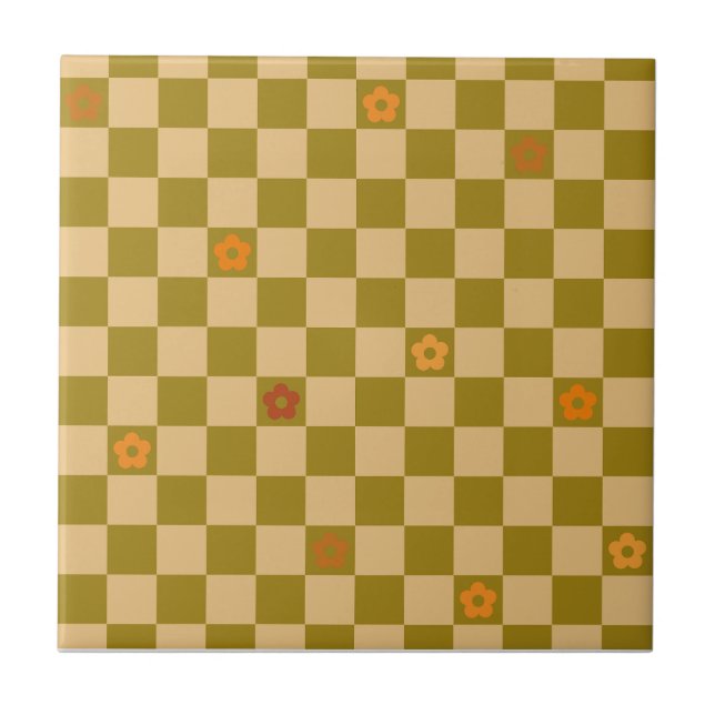 Azulejo De Cerâmica Flowe Checkered Pattern - No. 02 (Frente)