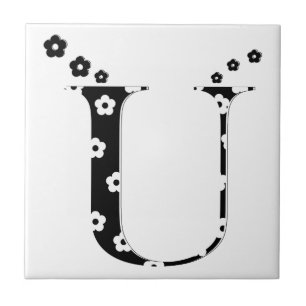 Azulejo De Cerâmica flower Patterned Letter U Tile