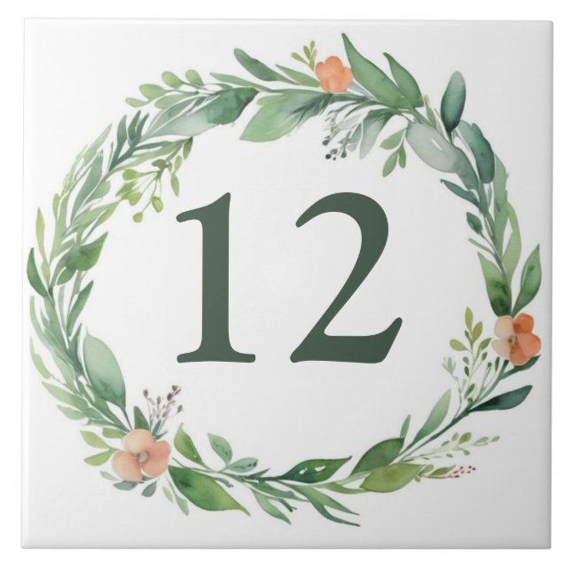 Azulejo De Cerâmica Flower Wreath Custom House Number Sinal de Placa (Frente)