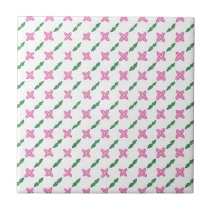 Azulejo De Cerâmica Flowers Verdes de Folhas Rosa Testa de Azulejo de 