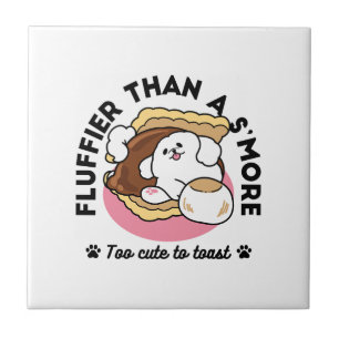 Azulejo De Cerâmica Fluffier Tha S’more - Cute Dog and Dessert Pun
