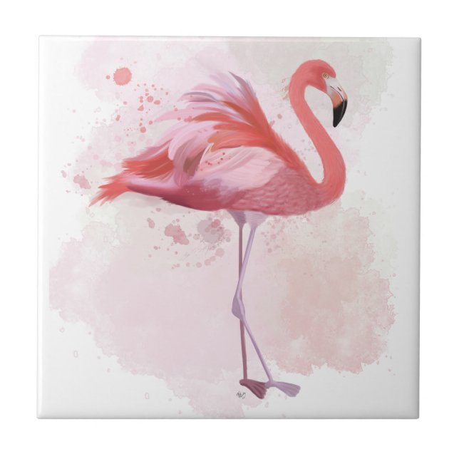 Azulejo De Cerâmica Fluffy Flamingo (Frente)