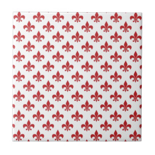 Azulejo De Cerâmica Fluru-de-lys, vermelho e branco