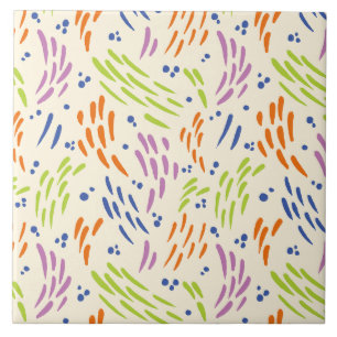Azulejo De Cerâmica Fluxo em Azul, Laranja, Roxo, Verde e Creme