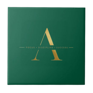 Azulejo De Cerâmica Foco Disciplina Sucesso Design Minimalista Dourado