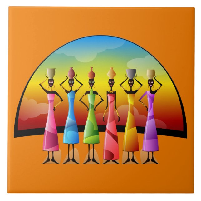 Azulejo De Cerâmica fofo afro-tribal (Frente)