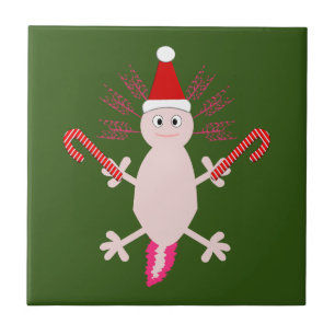 Azulejo De Cerâmica Fofo de Natal Axolotl