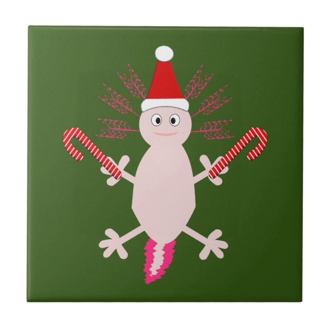 Azulejo De Cerâmica Fofo de Natal Axolotl (Frente)