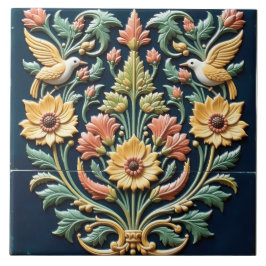 Azulejo De Cerâmica Fofocas do Canto dos Pássaros nos Blooms Ornamenta
