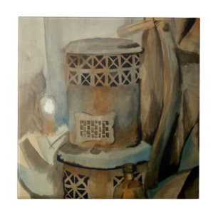 Azulejo De Cerâmica Fogão de madeira e Sythe