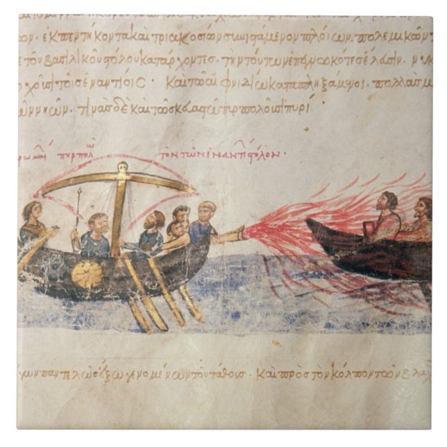 Azulejo De Cerâmica Fogo grego (velino) (Frente)