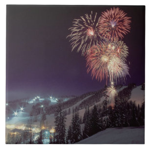 Azulejo De Cerâmica Fogos de artifício no Big Mountain Resort em White
