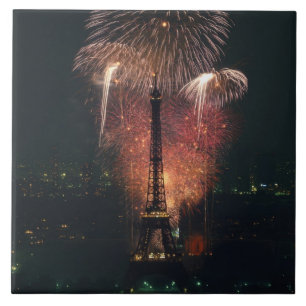 Azulejo De Cerâmica Fogos de artifício, Torre Eiffel, Paris, França