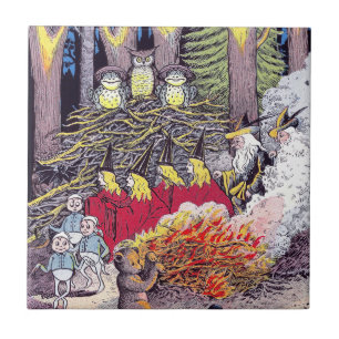 Azulejo De Cerâmica Fogueira do Dia das Bruxas com urso e brownies