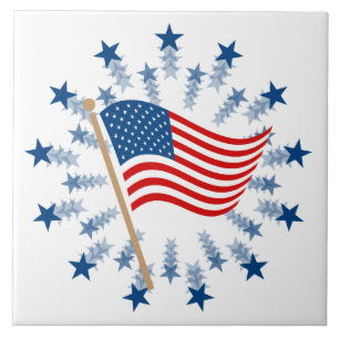 Azulejo De Cerâmica Fogueira Explosão de Estrelas da Bandeira American