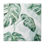 Azulejo De Cerâmica Folha de divisão de palma tropical<br><div class="desc">"Split Leaf II" por Grace Popp. Apresenta uma paleta mudada de verde tropical.</div>