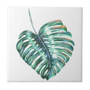 Azulejo De Cerâmica Folha de folhas de monstera verde tropical