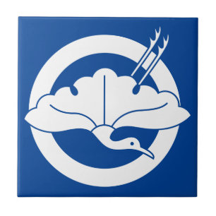 Azulejo De Cerâmica Folha de ginkgo em forma de grou em círculo