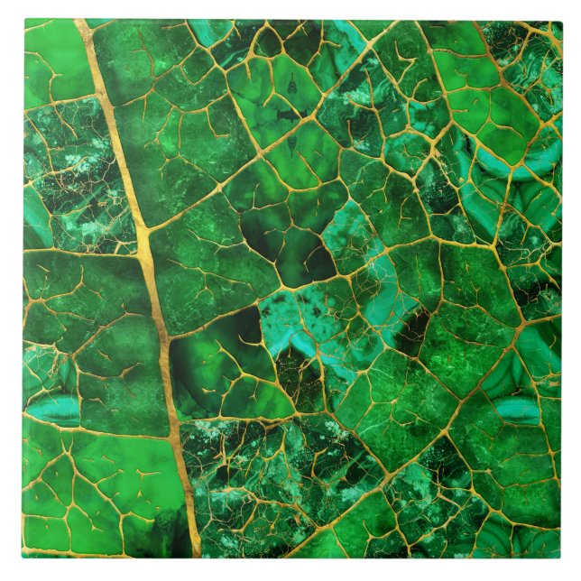 Azulejo De Cerâmica Folha de Mármore Verde (Frente)