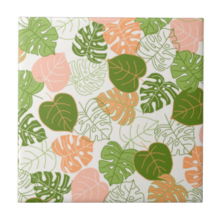 Azulejo De Cerâmica Folha de Monstera Tropical