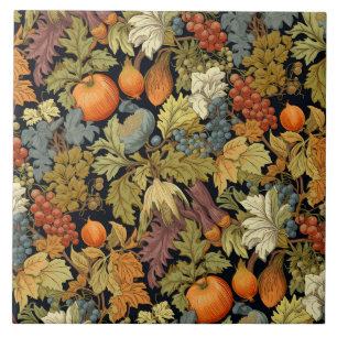 Azulejo De Cerâmica Folha de Outono Abóbora Vintage William Morris
