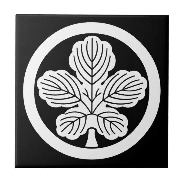 Azulejo De Cerâmica Folha do mulberry de papel no círculo (Frente)