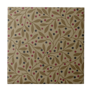 Azulejo De Cerâmica Folha e Berry Patterno deixa Trabalho de arte Nouv