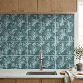 Azulejo De Cerâmica Folha Tropical Verde Água-Marinha