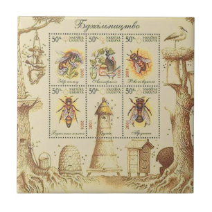 Azulejo De Cerâmica Folha ucraniana do selo da apicultura