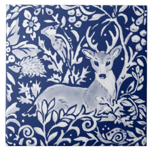Azulejo De Cerâmica Folhagem De Ovos De Marinho De Cobalto Azul