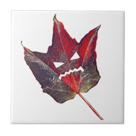 Azulejo De Cerâmica Folhagem do outono de Halloween Foliage Folha de F