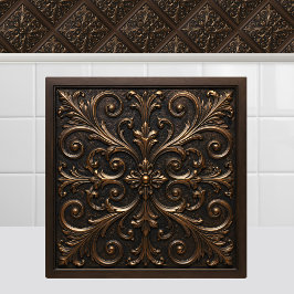 Azulejo De Cerâmica Folhagem do Renascimento Oxidada em Bronze Fundido