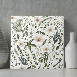 Azulejo De Cerâmica Folhagem Flor Aquarela Sem Costura Padrão Floral S