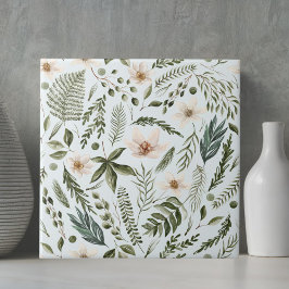 Azulejo De Cerâmica Folhagem Flor Aquarela Sem Costura Padrão Floral S