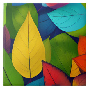 Azulejo De Cerâmica Folhas bonito com várias cores