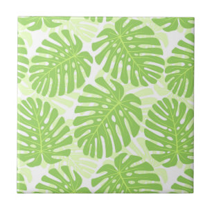 Azulejo De Cerâmica Folhas da planta tropical - teste padrão de