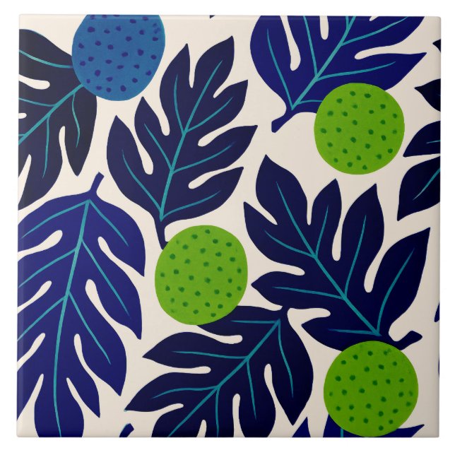 Azulejo De Cerâmica Folhas da selva tropical (Frente)