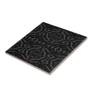 Azulejo De Cerâmica Folhas De Abstrato Pretas E Espelhadas De Cinza