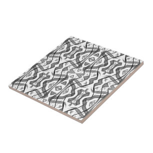Azulejo De Cerâmica Folhas De Abstrato Pretas E Espelhadas De Cinza