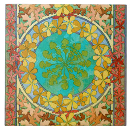 Azulejo De Cerâmica Folhas de Art Nouveau Style, Mucha